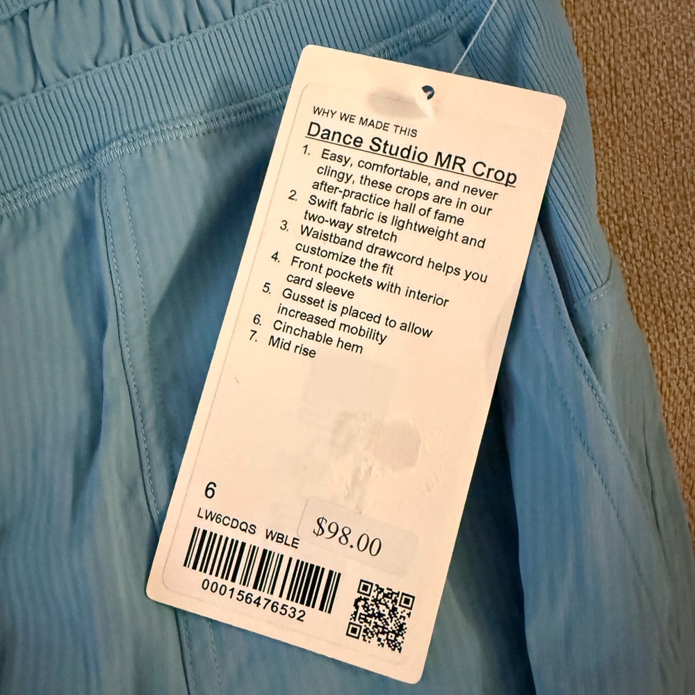 Lululemon Dance Studio Mid-Rise Crop Pants Aero Blue Size 6 NWT - Picture 7 of 7